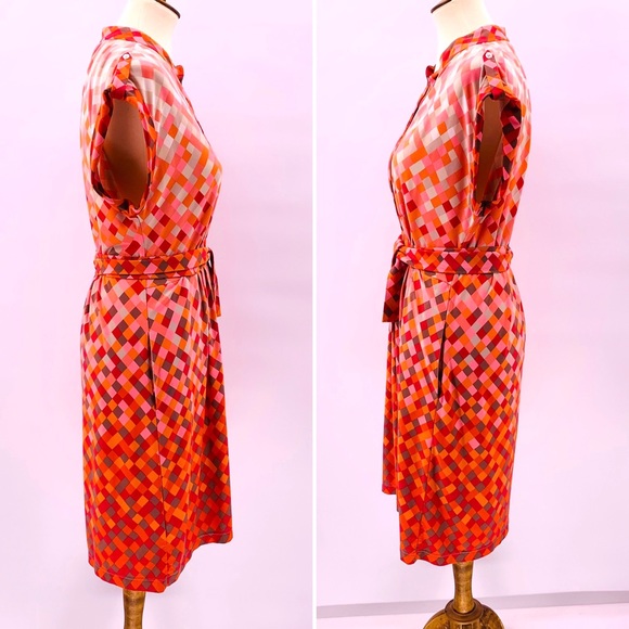 BCBG Max Azria Orange Diamond Print Ombré Dress - Picture 2 of 8